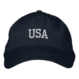 USA Embroidered Navy/White Hat