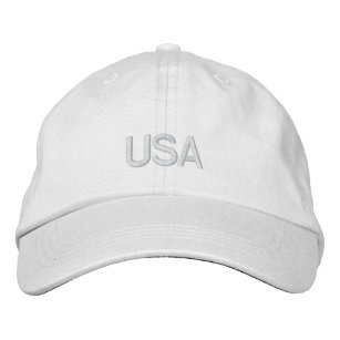 USA Embroidered White Hat