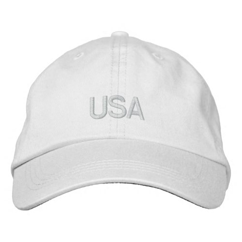 USA Embroidered White Hat