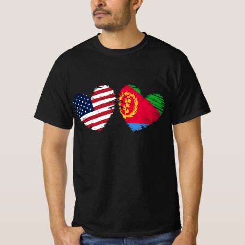 USA Eritrea Flag Heart Eritrean American T_Shirt
