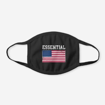 Usa Essential Worker American Flag Covid 19 Black Cotton Face Mask by clonecire at Zazzle
