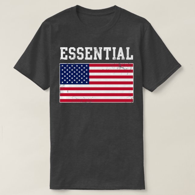 USA Essential Worker American Flag Covid T-Shirt (Design Front)