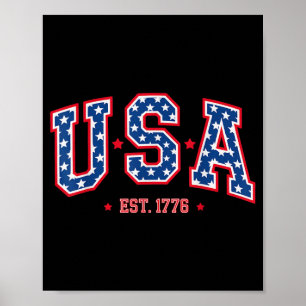 USA Est 1776 4th of July Patriotic American Flag Poster