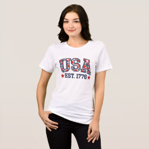 USA Est 1776 Faux Embroidery America 1776–2026 Tri-Blend Shirt
