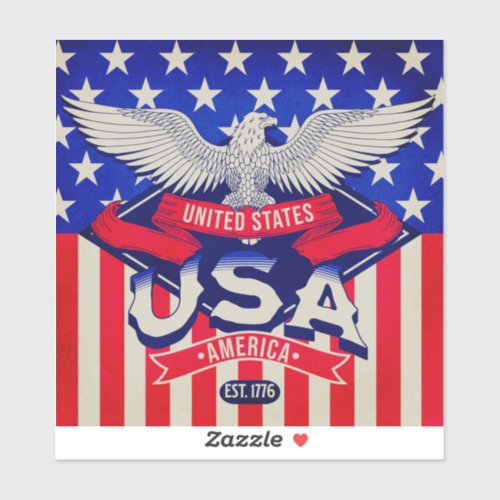 USA Est 1776 Flag Eagle America 4th of July Sticker