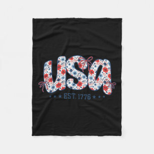 Usa Est 1776 Floral Preppy 4th Of July Coquette Bo Fleece Blanket