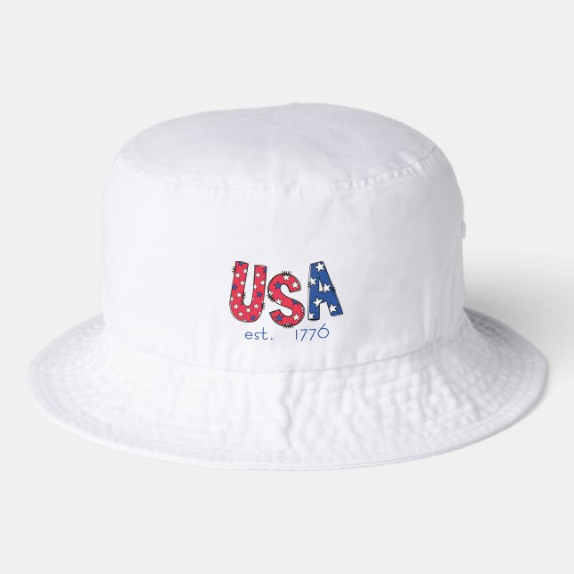 USA Established 1776 American 250th Anniversary  Bucket Hat (Front)
