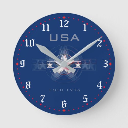 USA Estd 1776 Round Clock