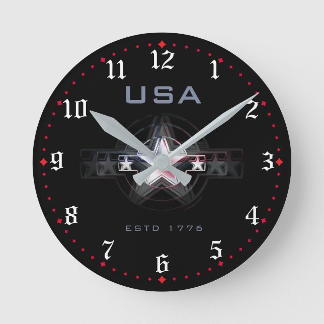 USA Estd. 1776 Round Clock (Front)