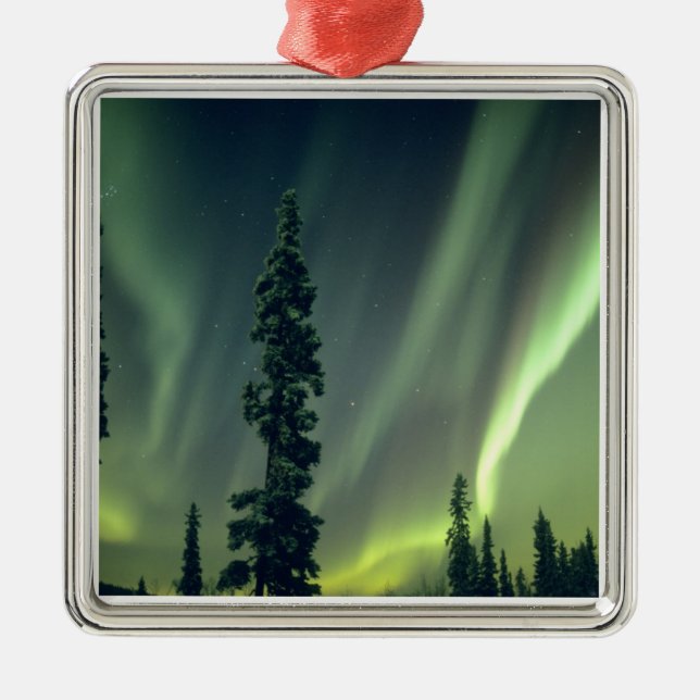 USA, Fairbanks area, Central Alaska, Aurora Metal Ornament (Front)