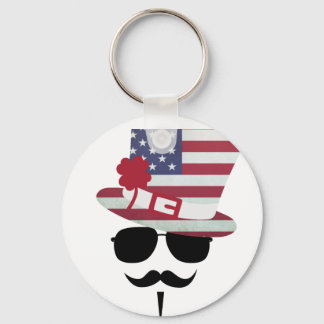 USA Fan with Mustache Keychain