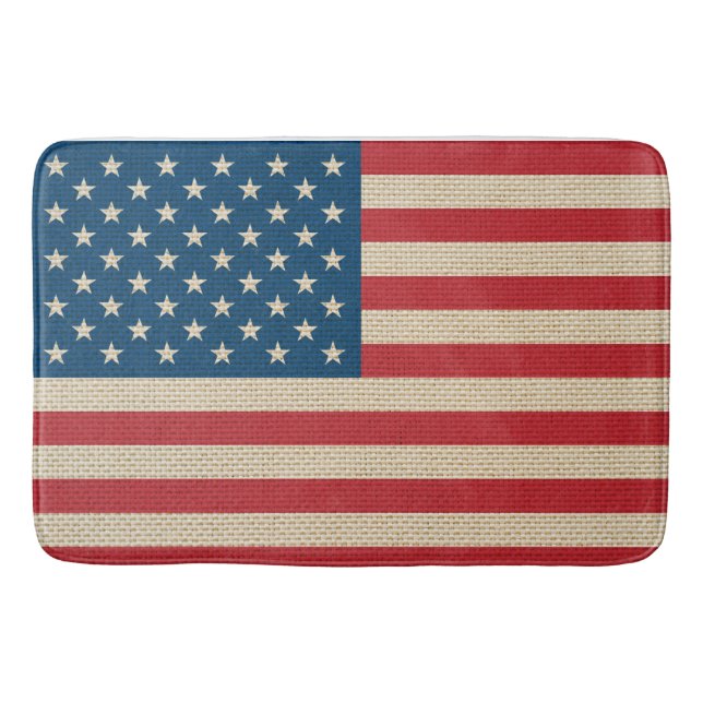 USA faux burlap flag Bathroom Mat (Front)