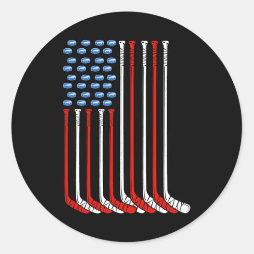 Usa Field Hockey American Flag  Classic Round Sticker