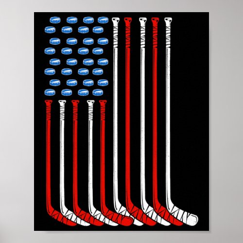Usa Field Hockey American Flag  Poster