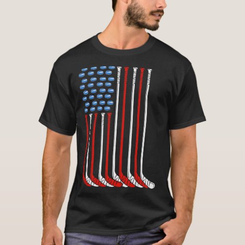 Usa Field Hockey American Flag  T_Shirt