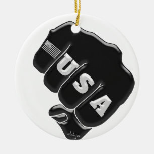 USA Fist Bump with the American flag Ceramic Ornament