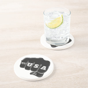 USA Fist Bump with the American flag Drink Coaster