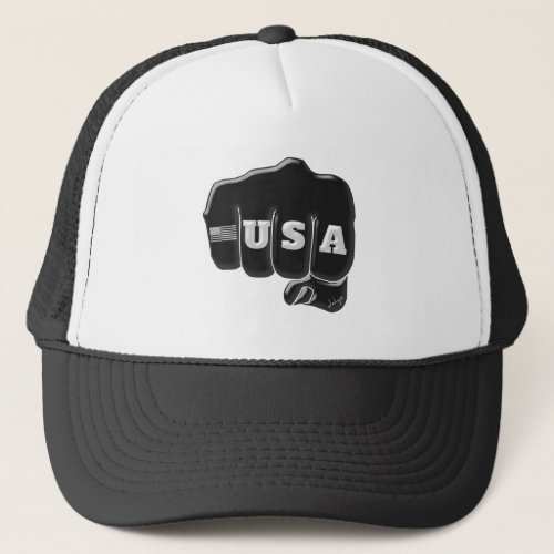 USA Fist Bump with the American flag Trucker Hat