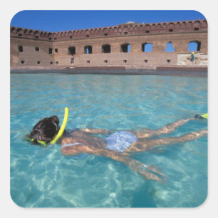 USA, FL, Florida Keys, Fort Jefferson, 1846, Square Sticker