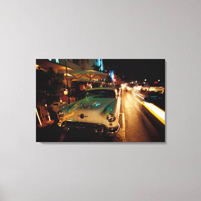 USA, FL, Miami, South Beach at night. 2 Canvas Print (Front)