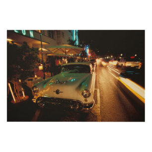 USA, FL, Miami, South Beach at night. 2 Wood Wall Decor