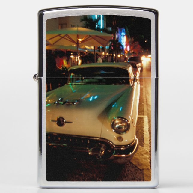 USA, FL, Miami, South Beach at night. 2 Zippo Lighter (Front)