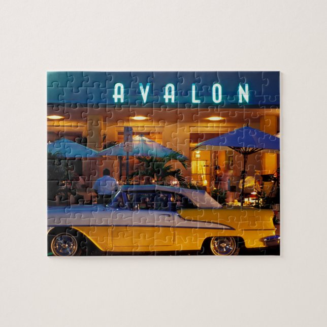 USA, FL, Miami, South Beach at night. Jigsaw Puzzle (Horizontal)