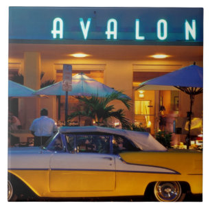 USA, FL, Miami, South Beach at night. Tile