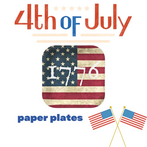 USA Flag 1776 Party Paper Plates