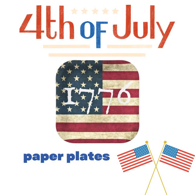 USA Flag 1776 Party Paper Plates (Creator Uploaded)
