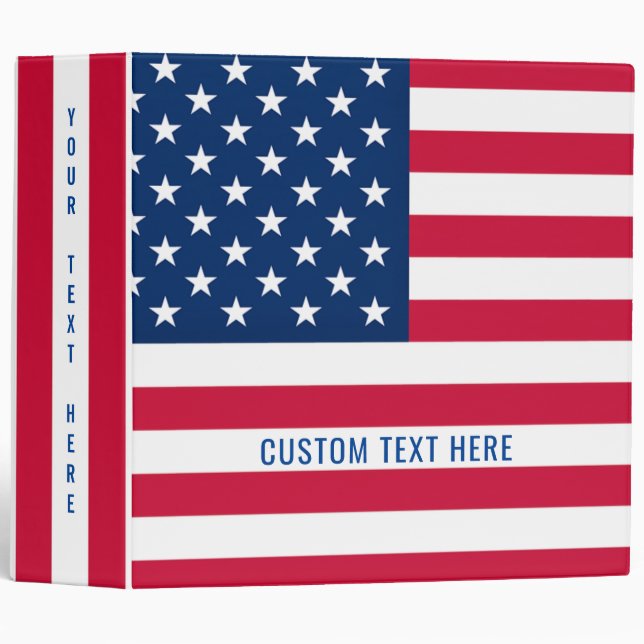USA Flag 3 Ring Binder American Patriotic (Front/Spine)