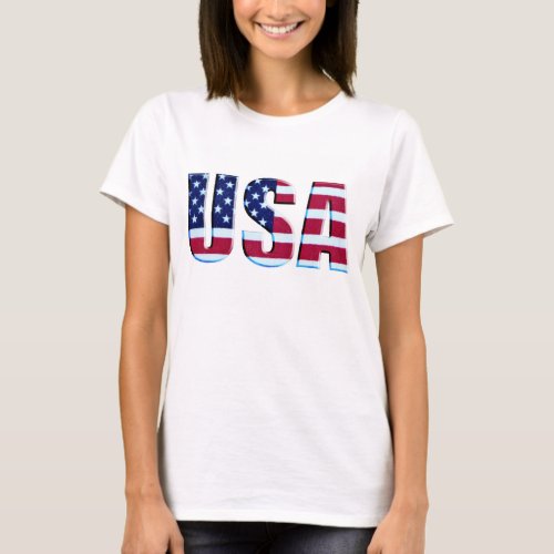 USA Flag 3D Letters T_Shirt