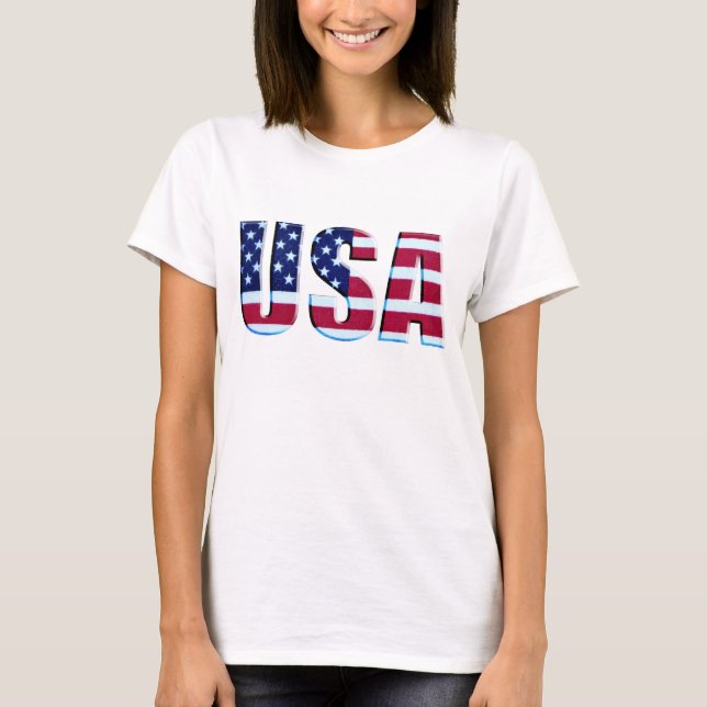 USA Flag 3D Letters T-Shirt (Front)