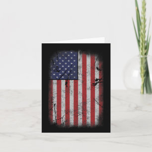 Usa Flag 4th July American Red White Blue Vintage  Card