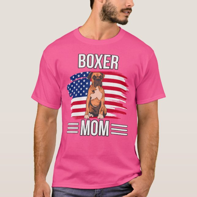 Usa Flag 4Th Of July Mother'S Day Merica Boxer Mom T-Shirt (Front)