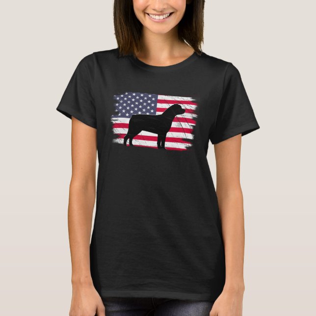 USA Flag 4th of July Rottie Rottweiler Dad Mom Dog T-Shirt (Front)