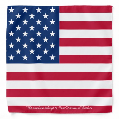 USA flag  Add your Own Text  Patriotic Modern Bandana