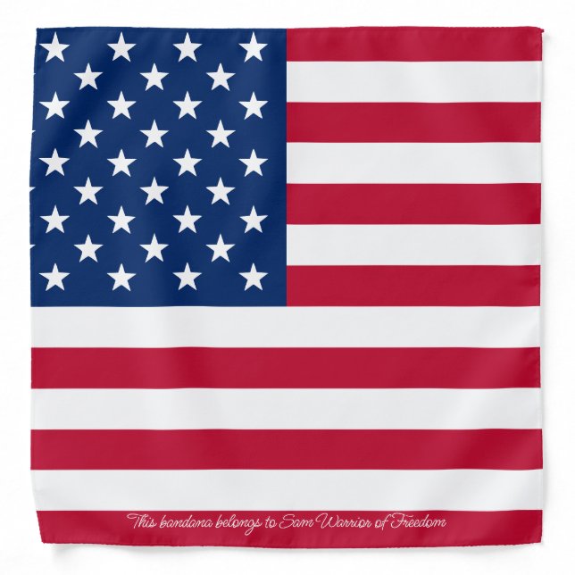 USA flag | Add your Own Text | Patriotic Modern Bandana (Front)