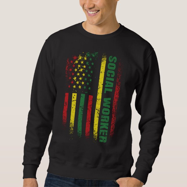 USA Flag African American Black School Social Work Sweatshirt (Front)