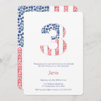 USA Flag Alfresco Garden 3rd Birthday Party Invitation