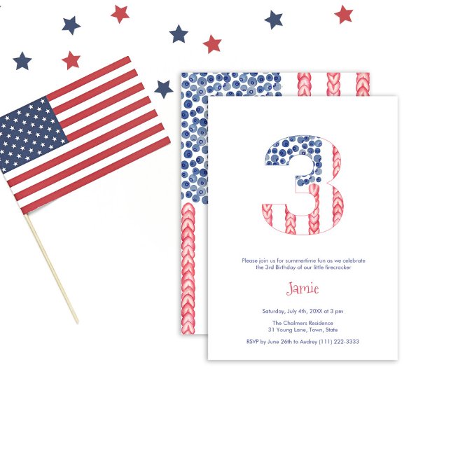 USA Flag Alfresco Garden 3rd Birthday Party Invitation (Creator Uploaded)