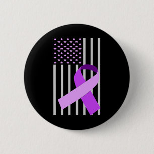 USA Flag Alzheimer Ribbon Alzheimer Disease Awaren Button