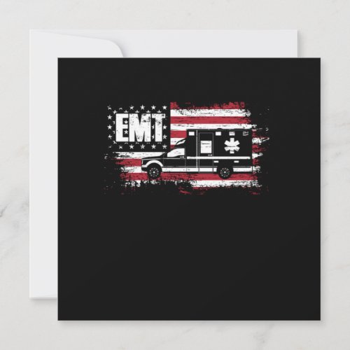 USA Flag Ambulance EMT EMS Doctor First Aid Parame Invitation