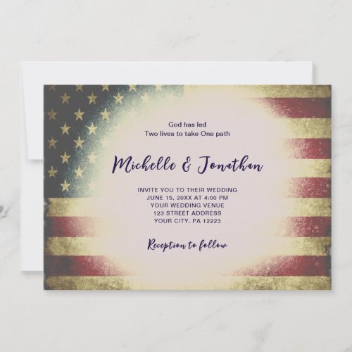 USA Flag Amer Patriotic Christian Bible Wedding Invitation