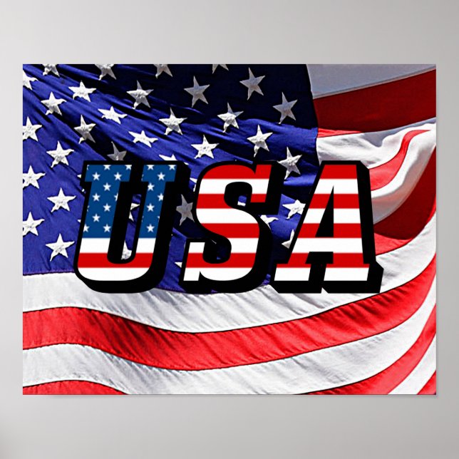 USA Flag America Red White Blue Small Poster (Front)