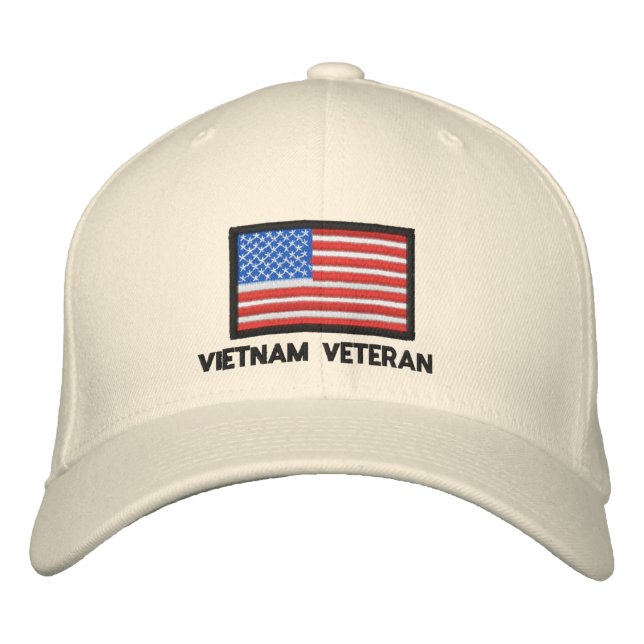 USA Flag - America - Vietnam Veteran Embroidered Baseball Cap (Front)