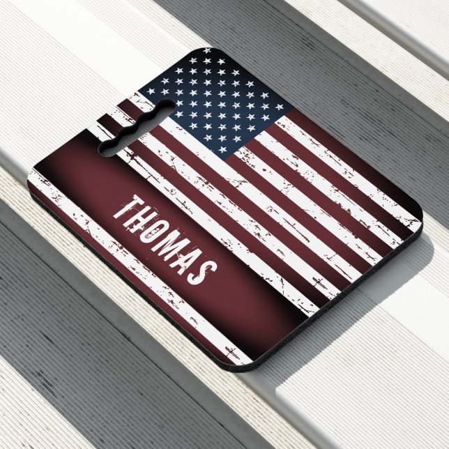 USA Flag American Flag Personalized Patriotic Seat Cushion (In Situ)