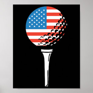 Usa Flag American Golf Tee Left Chest Logo Cute Go Poster