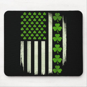 Usa Flag American National Irish Shamrocks St Patr Mouse Pad