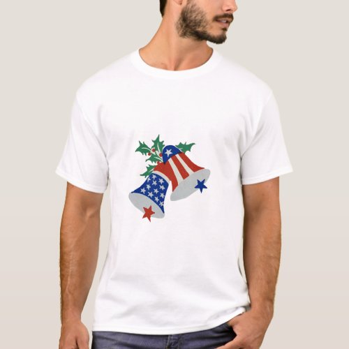 USA Flag American Patriotic Christmas Bells Art T_Shirt